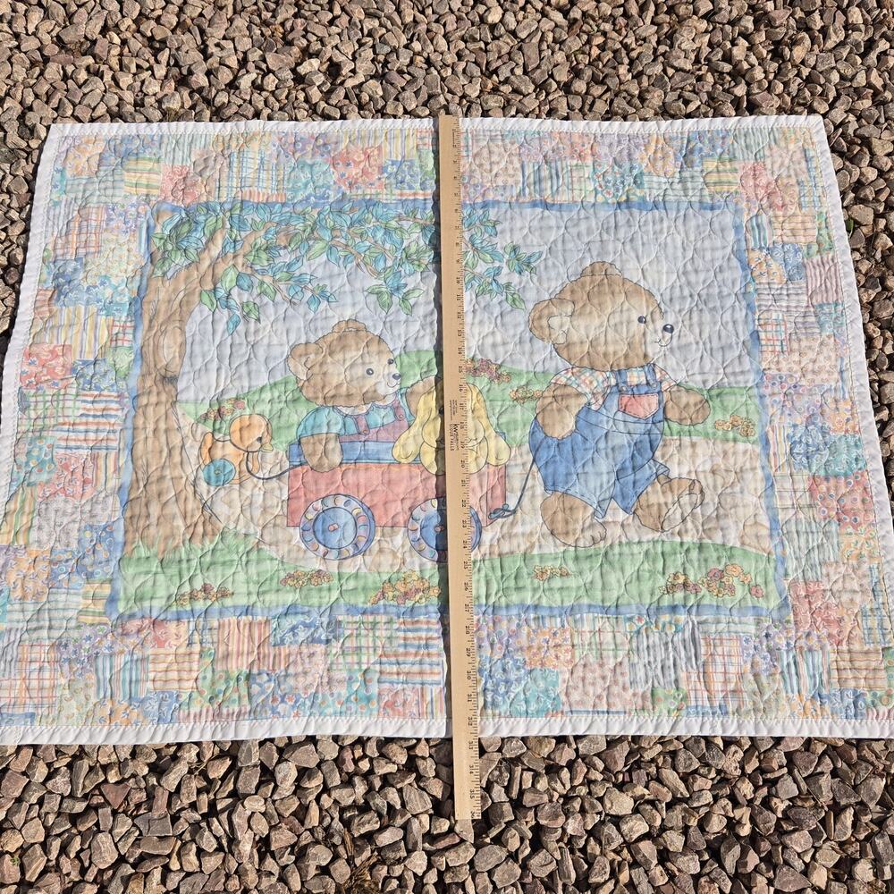 Vintage Baby Quilt‎ Soft Pastel Colors Nursery Cottagecore Approx. 42"x33" - Picture 3 of 9